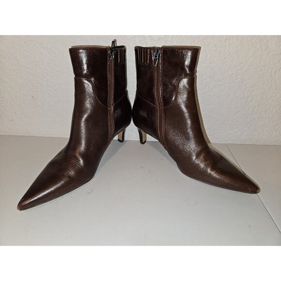 Dolce Vita Leather Heel Zip Booties - Women's Size 7 (Brown) - Picture 4 of 9